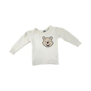 Disney Winnie the Pooh Kids Cream Cotton Knit Pullover Sweater 2T Graphic Bear